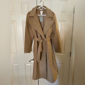 H&M Belted Wrap Winter Coat - Size Large, Tan